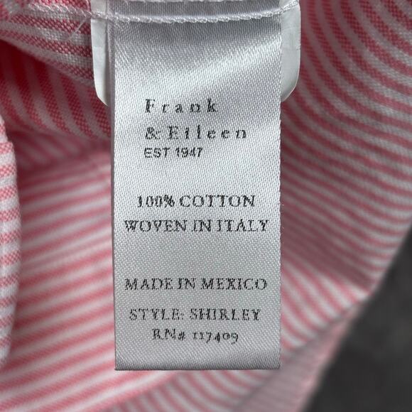 Frank & Eileen Shirley Pink White Striped Button-Up Shirt Women’s M - Picture 5 of 8